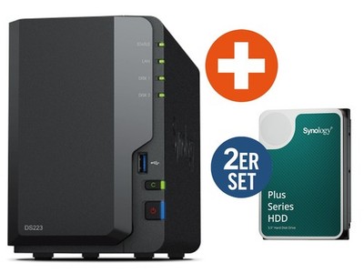 Synology DS223 NAS System 2-Bay 16 TB inkl. 2x 8 TB Synology HDD HAT3320-8T