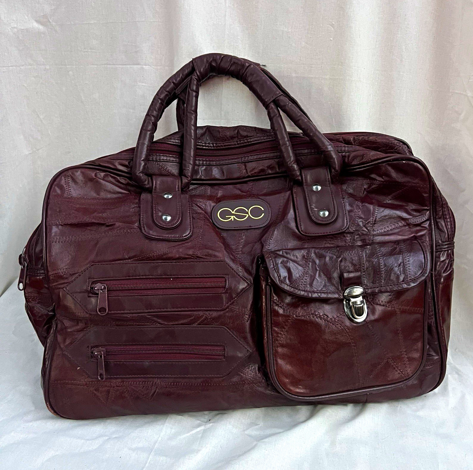 GSC Plum Leather Carry-On Duffle Bag, Unisex Adult, Solid, 18" & Under