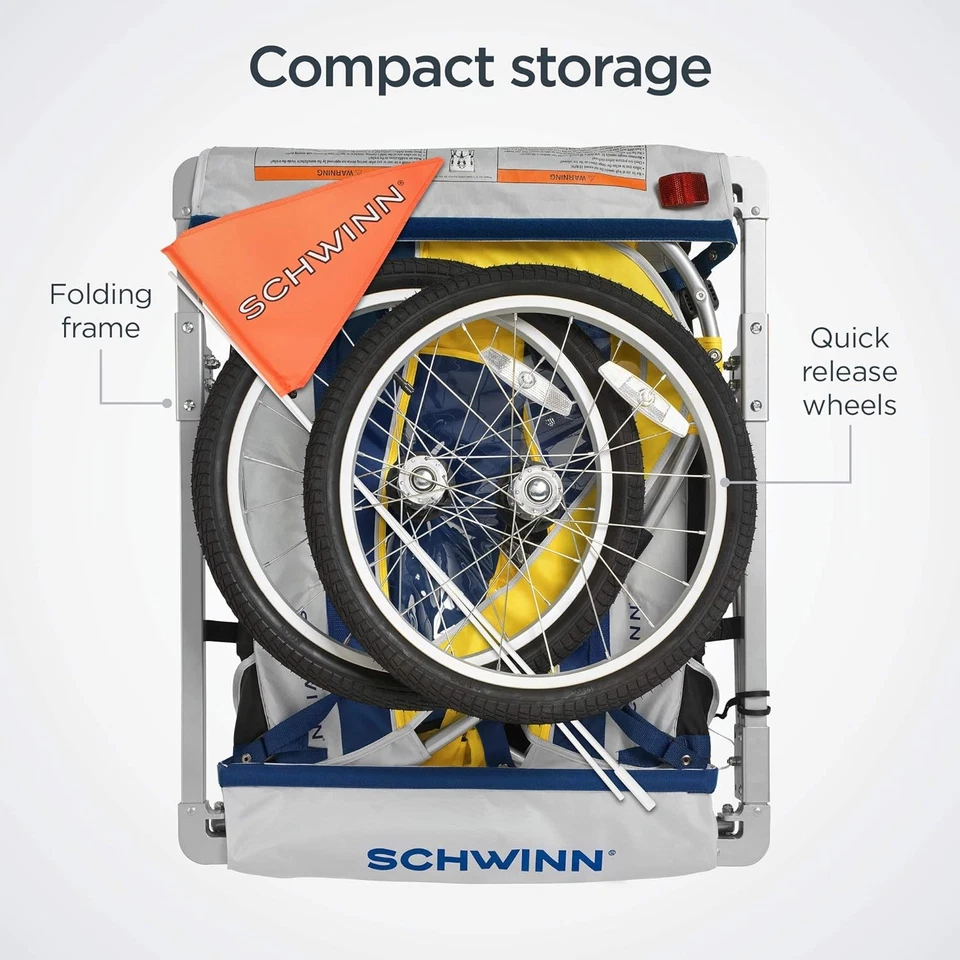 Remolque doble para bicicletas Schwinn 13-SC677AZ Echo ruedas de 16-20 pulgadas - amarillo Foto 4 de 4