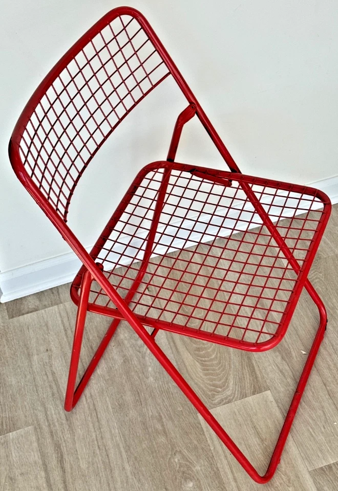 RETRO Ikea style metal wire folding chair CANDY APPLE RED - TIMELESS - TRENDY - Image 2 of 4