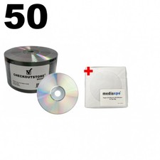 50 Grade A 52x CD-R 80min 700MB Shiny Silver Shrink Wrap  100 Paper Sleeves
