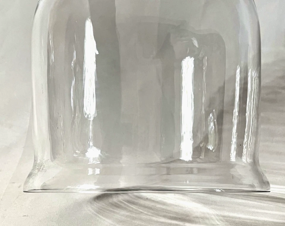 Antique Clear Glass Cloche Bell Jar Apothecary Specimen Dome Top Knob Handle - Image 3 of 4