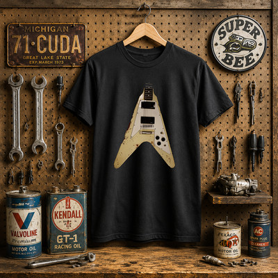 The James Hetfield Kill Em All era guitar Flying V Electra T Shirt Metallica