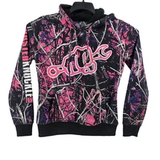 Moonshine Camo Pink Purple Muddy Girl Hoodie Womens Size Small Busted Nuckles