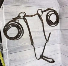 BRIDLE Twisted Wire O-Ring Snaffle BIT 1/4" x 34" REINS Genuine Leather USA