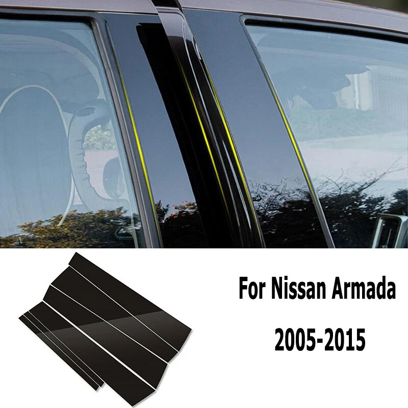 Para Nissan Armada 2005-2015 Ventana Calcomanía Pilar Postes Cubierta Borde Negro Brillante Foto 3 de 4