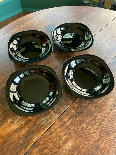 Corelle - Coordinates RARE Black Onyx 8 1/2" Pasta Bowls - Set of 4 - Made in Fr - Picture 3 of 15
