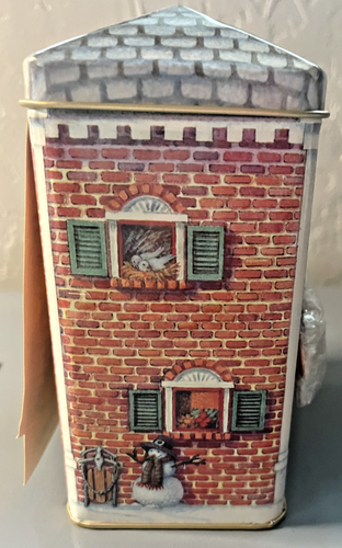 NOS Vintage Hallmark Christmas Gift Tin w/ Shaped Notes Houses & Shops - Picture 4 of 7