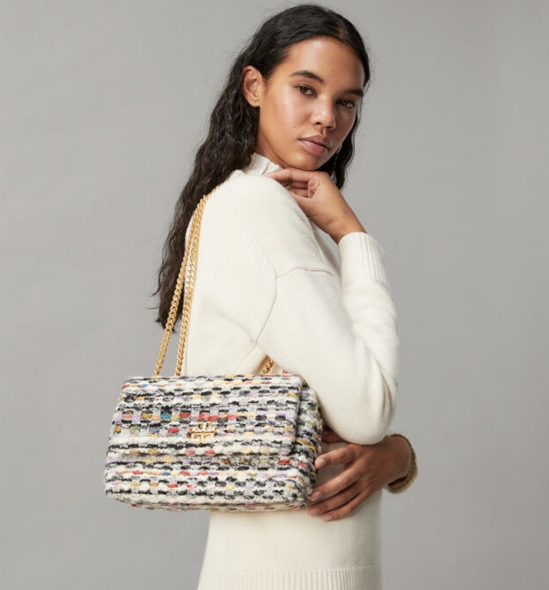 Tory Burch正規品/送料関税込み Kira Chain Cross Bag $780 Tory Burch KIRA Tweed Fold Over Small Convertible