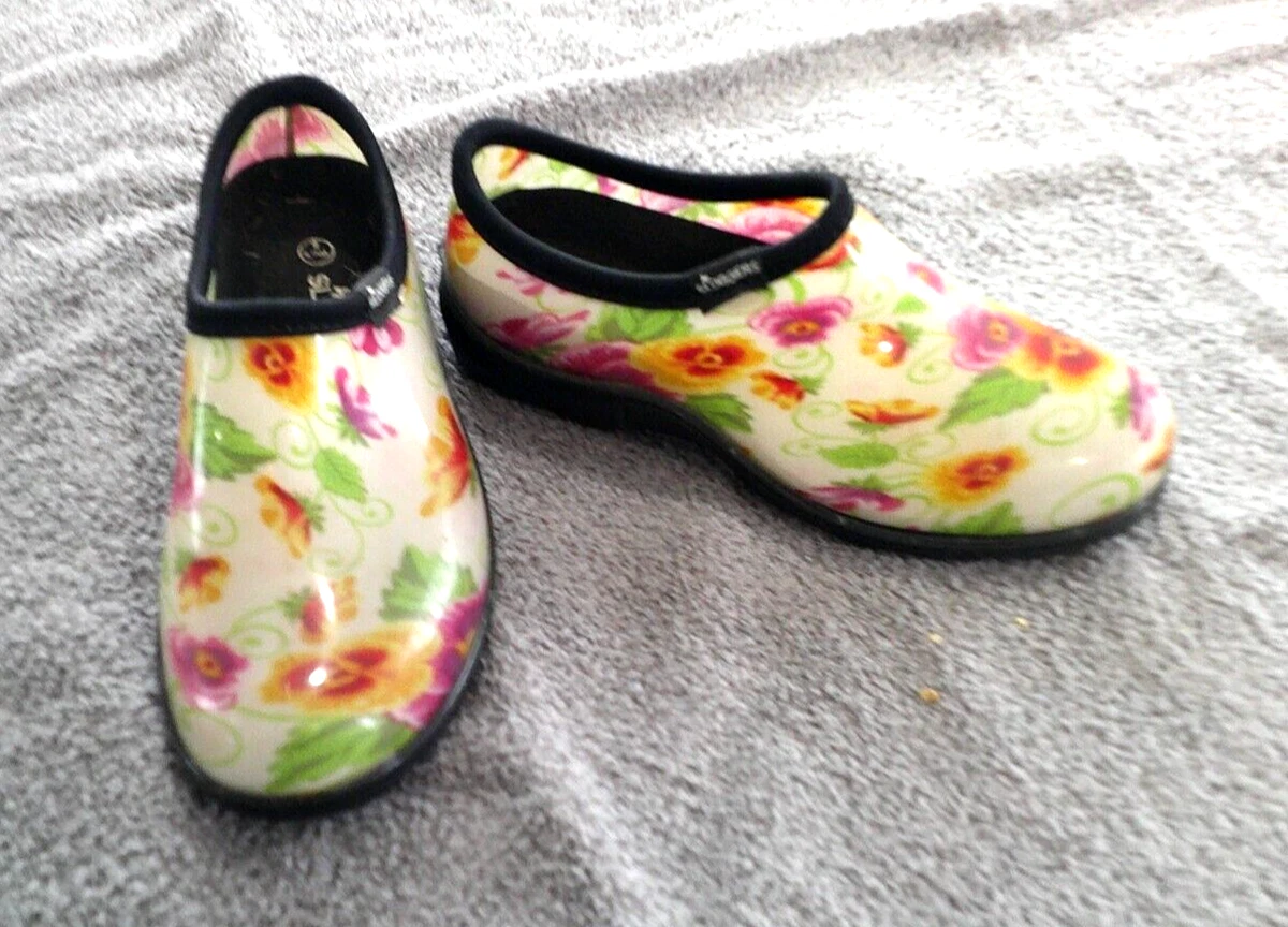 Sloggers Women s 8 Rubber Shoes Tan Pink Floral Arch Support