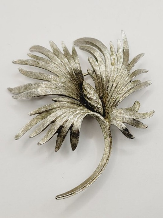 MONET silver tone statement abstract modernist fl… - image 2