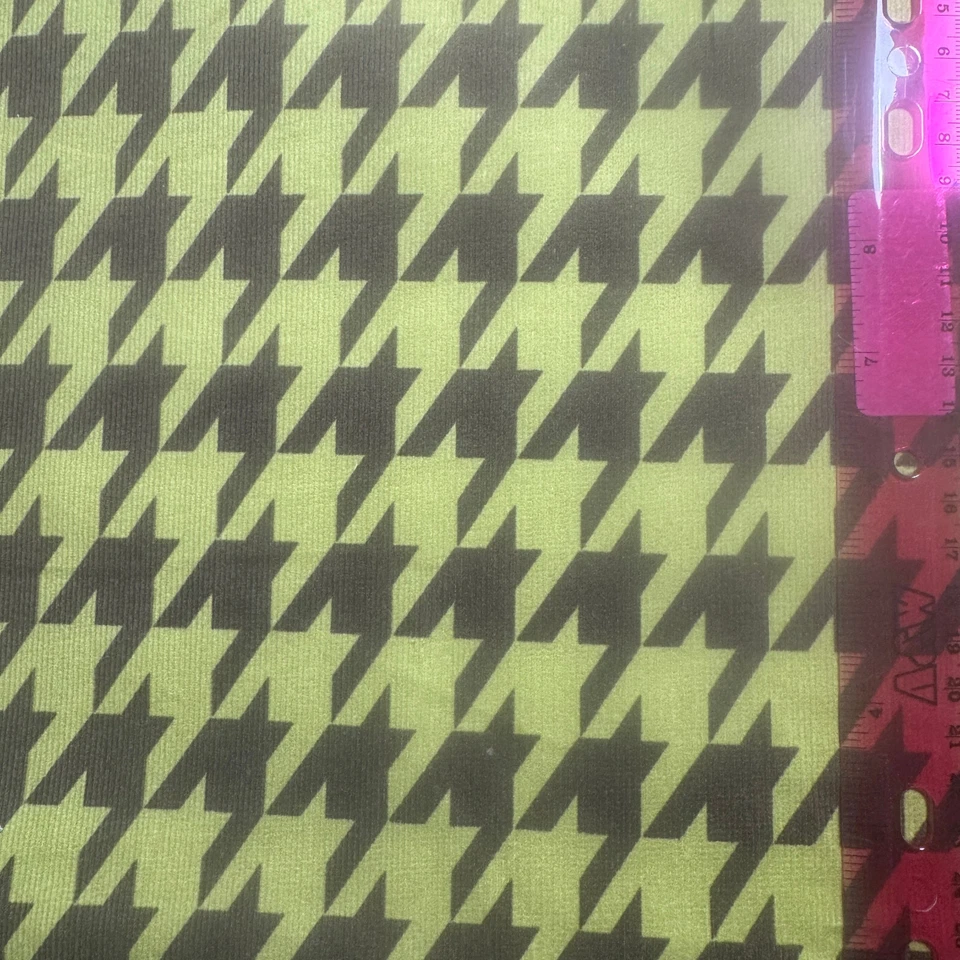 Houndstooth Stretch Cord Fabric Robert Kaufman By the Yard Olive Green Brown #BT - Image 2 of 3