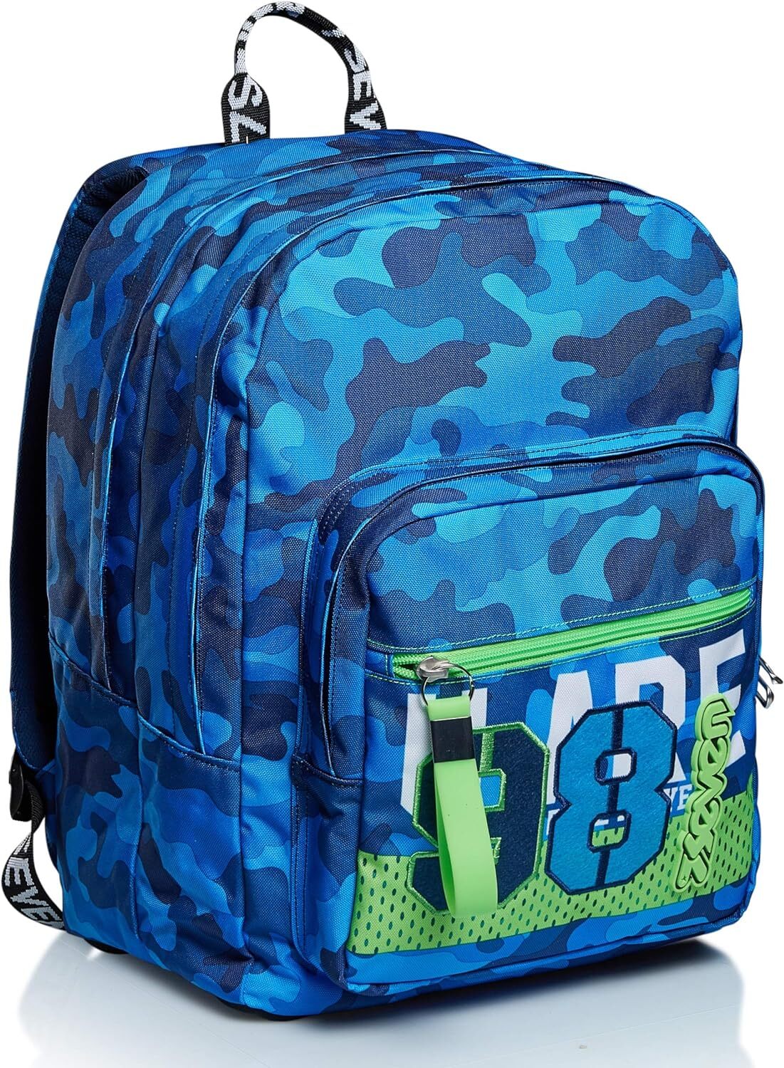 Seven New Fit Backpack, Double Compartment, School & Travel, Bottle Blu