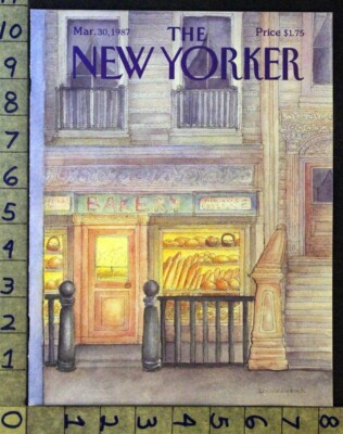 1987 BREAD BAKERY PASTRY CITY SHOP IRIS VAN RYNBACH ART NEW YORKER COVER FC824