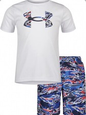 Under Armour Boys Two Piece Swim Set Hyper Mesh Camo Red/White/Blue UASFK06E-100