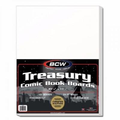 100 BCW Treasury Comic Backing Boards Precision Cut 10 1/4 x 13 1/2 1 Pack NEW 