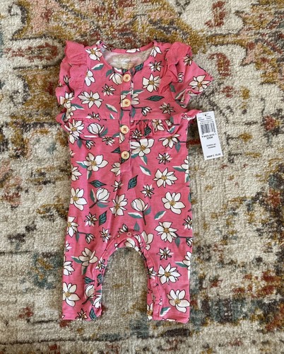 Baby Girl Jessica Simpson Pink Floral Jumpsuit Romper - Size 3/6 Months NWT