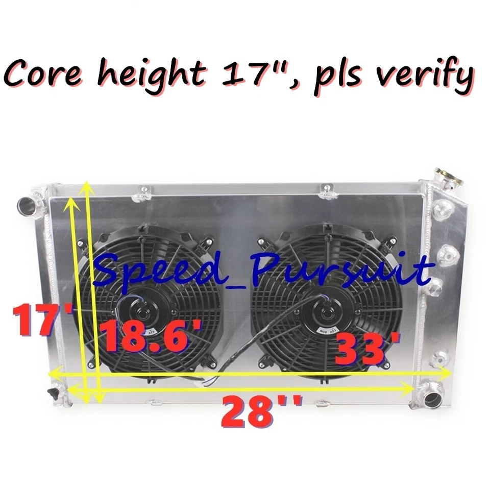 Radiador de 4 filas + cubierta + ventiladores para Chevrolet Impala Caprice 1971-1979 4,1 L-6,6 L Foto 3 de 4