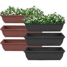 3x 60cm Trough Planters Window Box Plants Flowers Pots Rectangular Long Planter