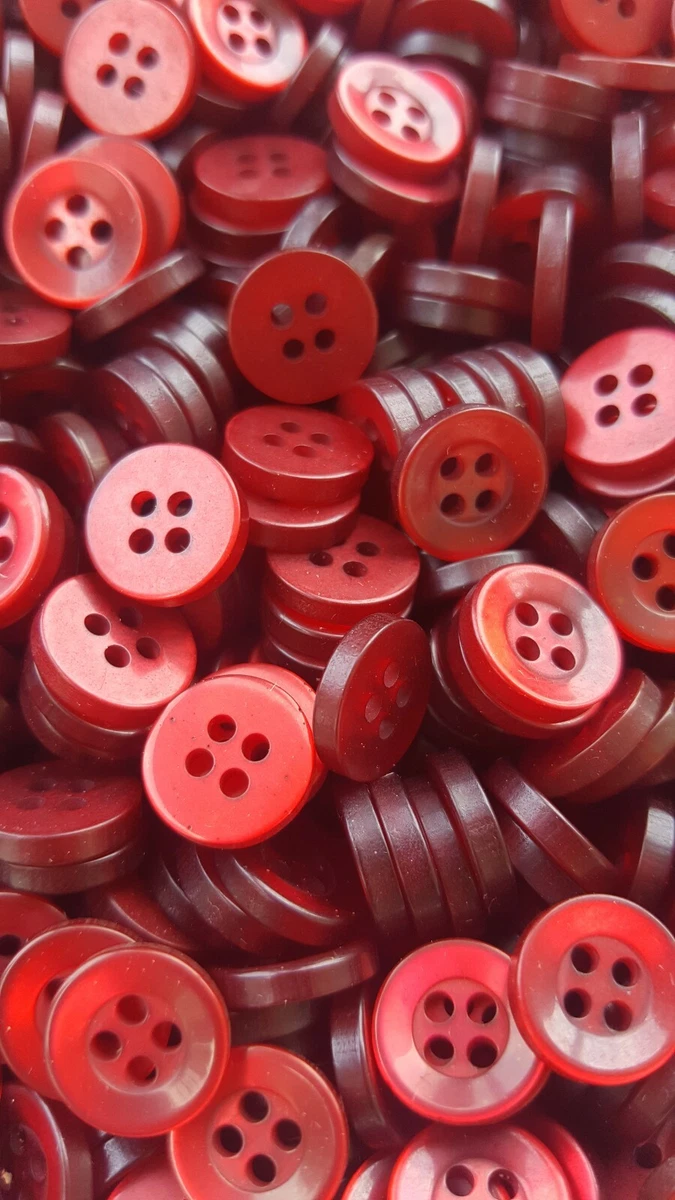 Candy Apple Red Buttons, 4 Hole Sewing/Crafts Buttons 10mm - 24 Pieces (095)