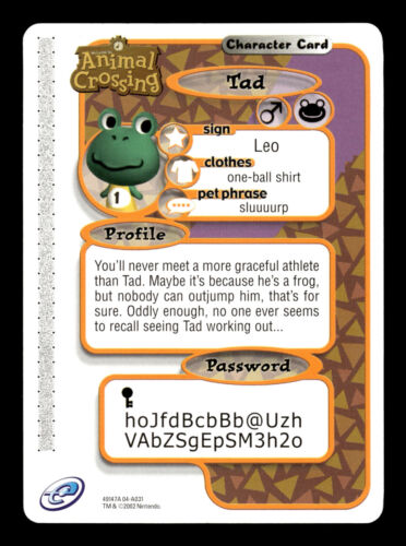 Nintendo Animal Crossing e-Reader Karte (2002) Serie 1 - Tad - #031 - Bild 2 von 2