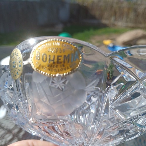 Beautiful! Bohemia Hand Cut 24% Lead Crystal Pedestal Candy Dish Vintage Estate. - Picture 5 of 6