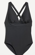 Old Navy Deep V-neck Removable Cups Tie Back Black NWT Swimsuit Size 3X Plus
