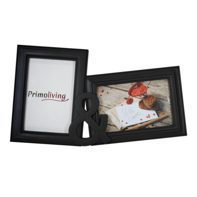 Partner 2er Bilderrahmen 3D Optik Bildergalerie mit Glasscheiben Schwarz P-615