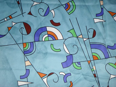 Vtg Lightweight Woven Polyester Fabric Memphis Design Style Shapes 45x3.33 yds