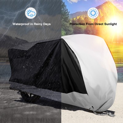 Waterproof Motorcycle Cover XXXL - Fits Most Bikes, All-Weather Protection With Storage Bag