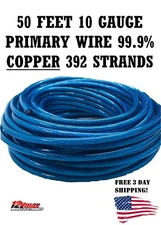 10 GAUGE 50 FEET COPPER WIRE AWG 392 STRANDS BLUE POWER PRIMARY GROUND WIRE