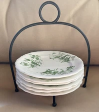 6 Vintage Late Spodes Copeland Garrett 6” Scalloped Bread Dessert Plates Birds