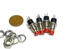 4 x Push button switch momentary spst 3a normally opened n/o red mini 7mm B10