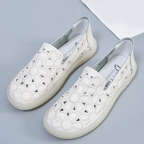 Summer Women's Hollow Out Shallow Mouth Comfortable Breathable Flat Soft Loafers - Foto 10 di 21