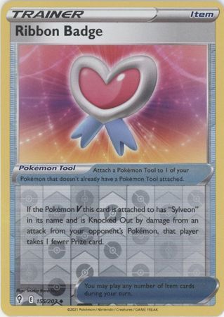 RIBBON BADGE 155/203 EVOLVING SKIES POKEMON (REVERSE HOLO, NM)