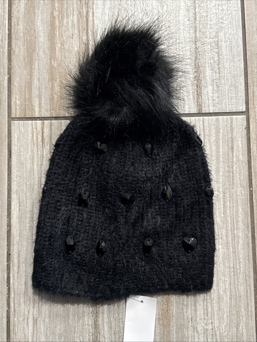Jocelyn Black Beanie with Crystal Embellishments jocelyn | Accessories | Jocelyn Faux Alpaca Crystal  main image 4