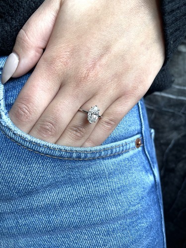 Anello di Fidanzamento Diamante VVS2 E 2 Ct Creato in Laboratorio Oro Bianco 14k Certificato IGI CVD - Foto 3 di 8