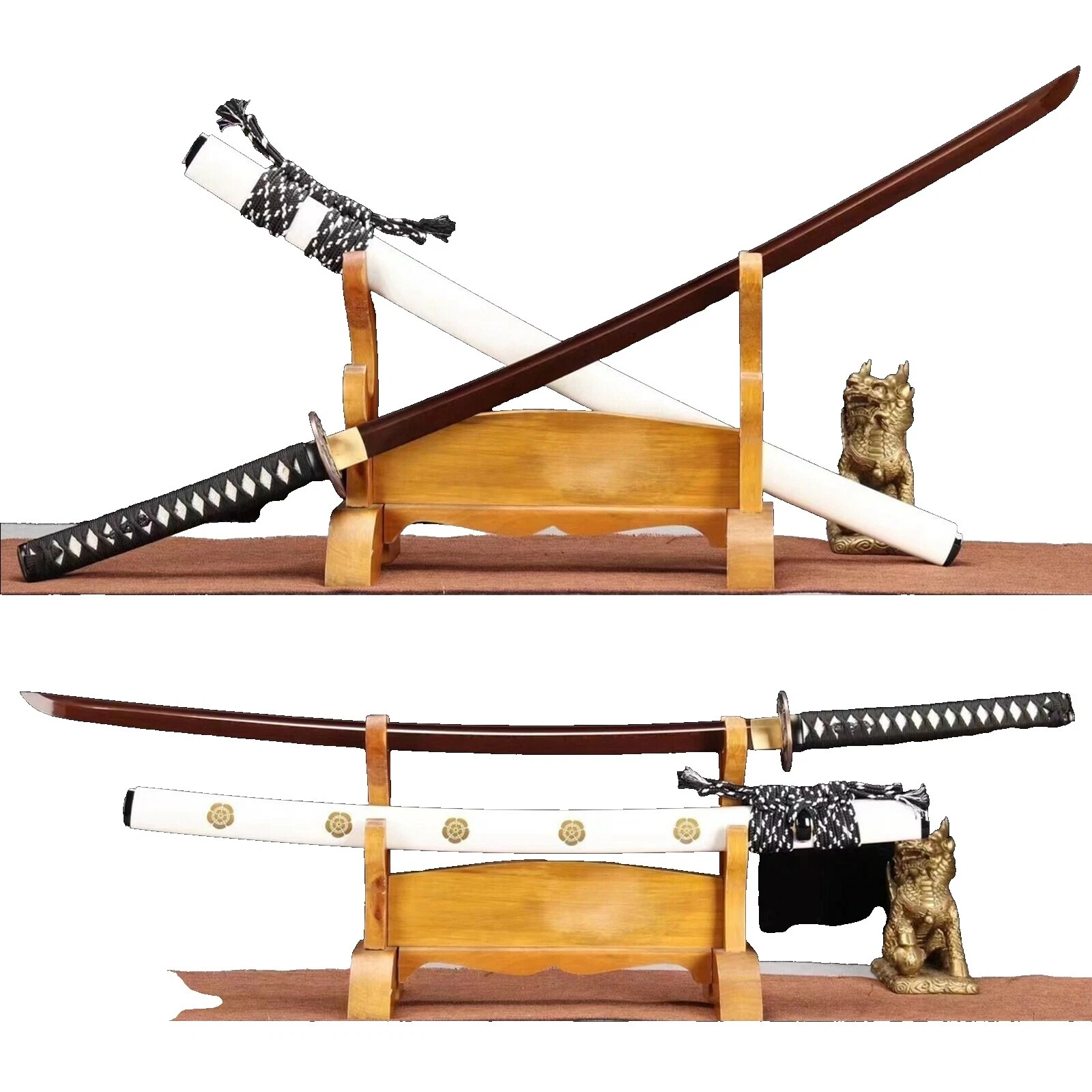 Hoja de acero de damasco blanco Samurai espadas japonesas de colección y sables