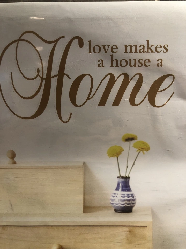 Repositionable Foil Peel & Stick Wall Decal Gold Love “Makes A House A Home” - Image 2 of 4