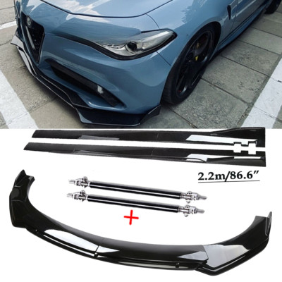 For Alfa Romeo Giulia Front Bumper Lip Splitter Spoiler Glossy Black Body Kit