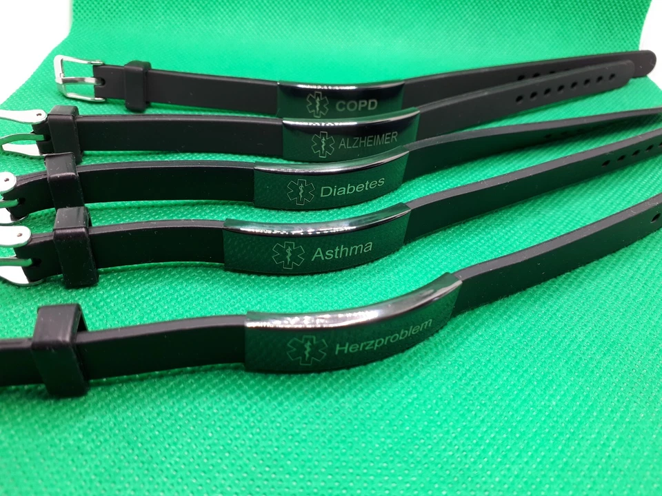 Notfall Armband SOS Armbänder Hilfe Diabetes Asthma Herzproblem Alzheimer COPD - Bild 3 von 3