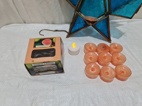 Vintage Style blue Star Hanging Tea Light+ yankee Candles Lantern Holder 10" - Picture 12 of 23
