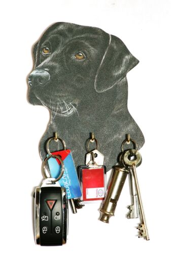 Black Labrador Key Rack or Lead Hanger Hand Made in UK Ideal Gift - Imagen 1 de 3