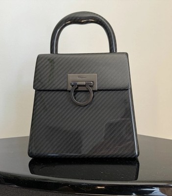 Salvatore Ferragamo DO-21 9746 Gancini Hand Bag Black Carbon