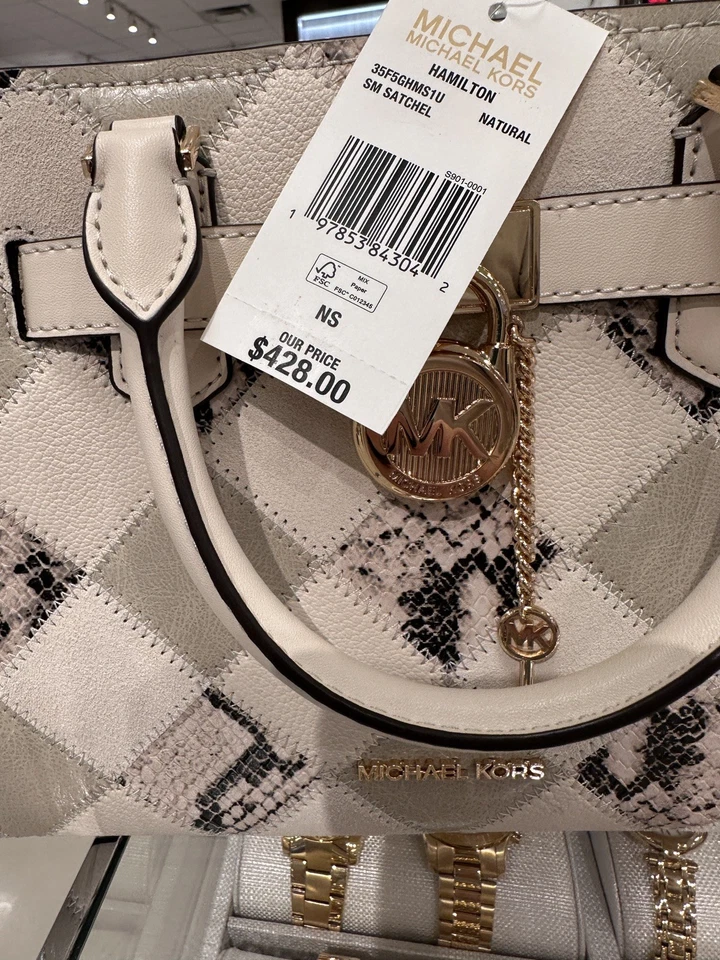 Michael Kors Hamilton Mujeres Pequeño Cartera Bolso de Mano Mensajero Cartera Bolso Natural MK Foto 4 de 4