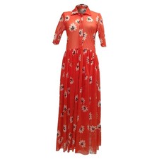 Ganni Tilden Mesh Dress In Polyamide Women Red Size 38