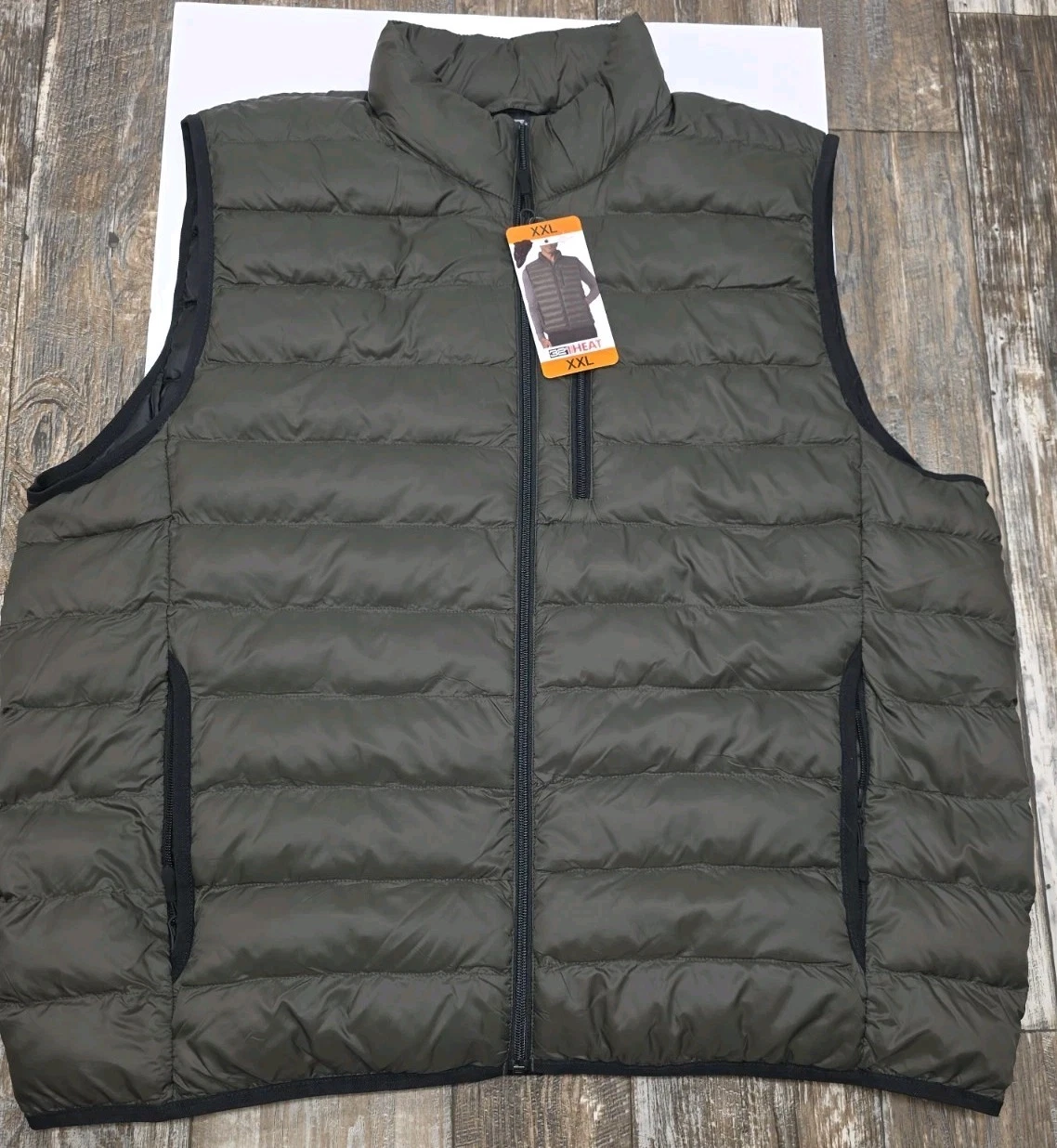 Mens 32 Degrees Heat Quilted Puffer Vest Size XXL Green Lightweight Packable NEW