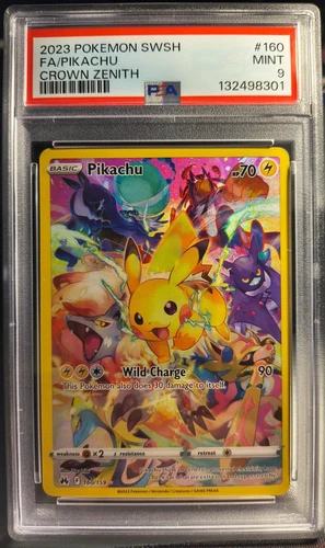2023 POKEMON SWORD & SHIELD CROWN ZENITH #160 FULL ART/PIKACHU PSA 9
