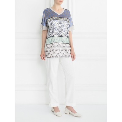 NWT Marina Rinaldi Floral Mixed Media Colorblock Blouse US 20-22 Resortwear Boho