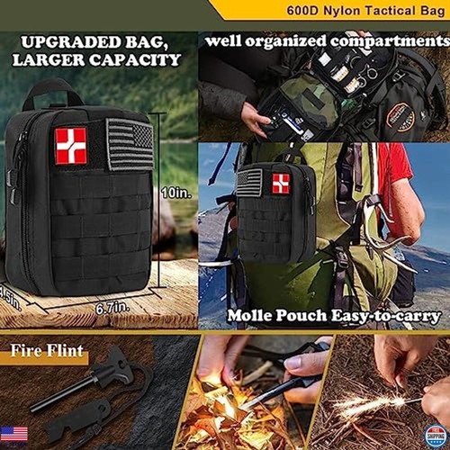 318 PCS Emergency Survival Kit First Aid Gear for Camping, Travel, Hiking - Picture 4 of 6